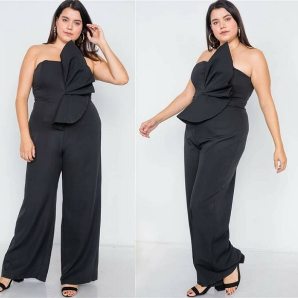 Luxe Label Pants - Main Event Black Strapless Jumpsuit (Plus)